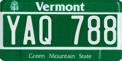 VT license plate YAQ788