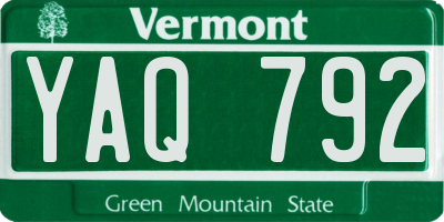 VT license plate YAQ792