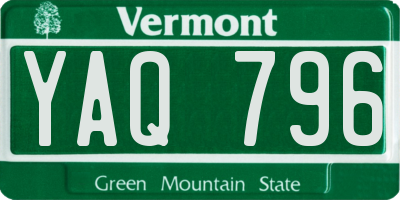 VT license plate YAQ796