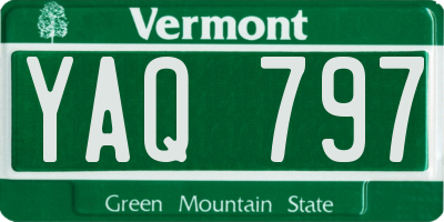 VT license plate YAQ797