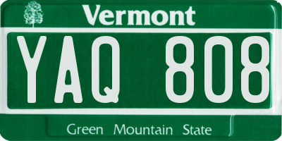 VT license plate YAQ808