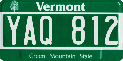 VT license plate YAQ812