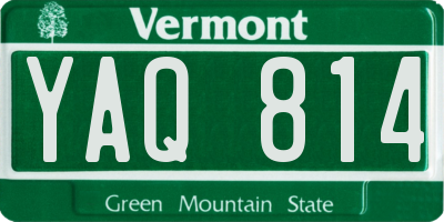 VT license plate YAQ814