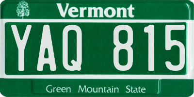 VT license plate YAQ815