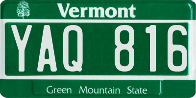 VT license plate YAQ816