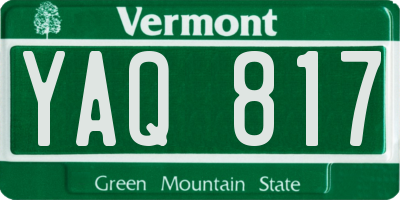 VT license plate YAQ817