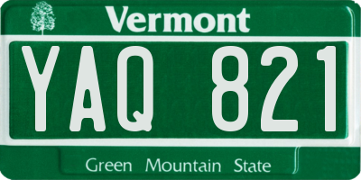 VT license plate YAQ821
