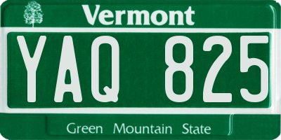 VT license plate YAQ825