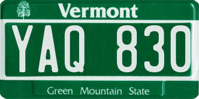 VT license plate YAQ830