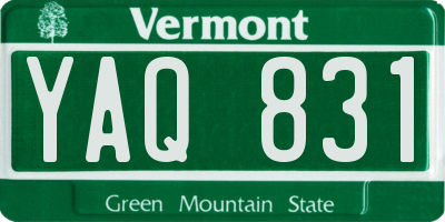VT license plate YAQ831
