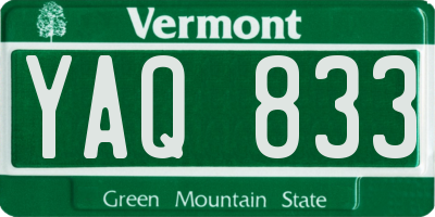 VT license plate YAQ833