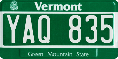 VT license plate YAQ835