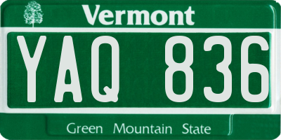 VT license plate YAQ836