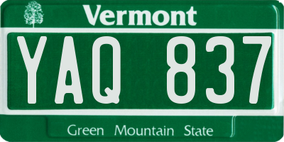VT license plate YAQ837