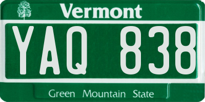 VT license plate YAQ838