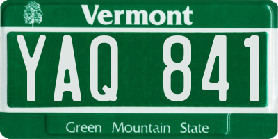 VT license plate YAQ841