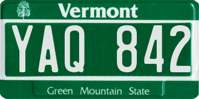 VT license plate YAQ842