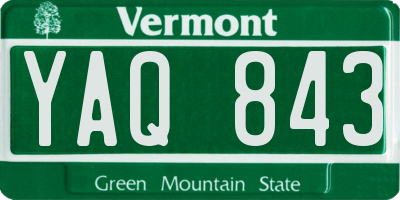 VT license plate YAQ843