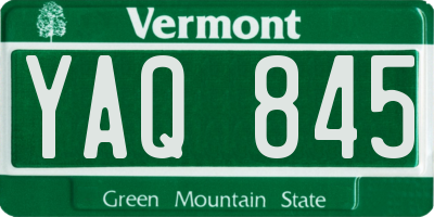 VT license plate YAQ845