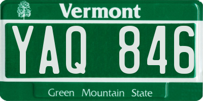 VT license plate YAQ846