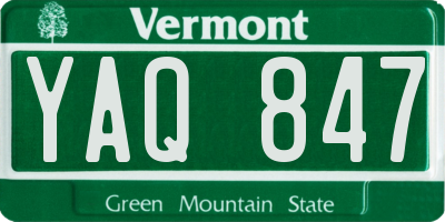 VT license plate YAQ847