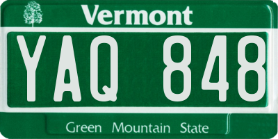 VT license plate YAQ848