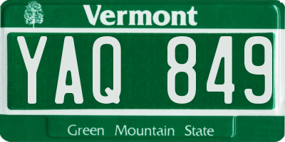 VT license plate YAQ849
