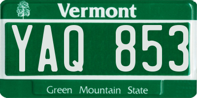 VT license plate YAQ853