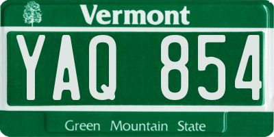 VT license plate YAQ854