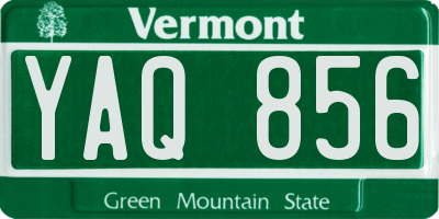 VT license plate YAQ856
