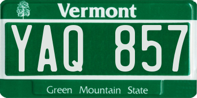 VT license plate YAQ857