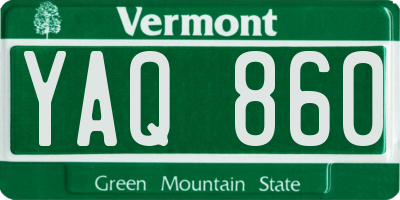 VT license plate YAQ860