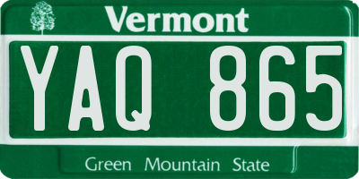 VT license plate YAQ865