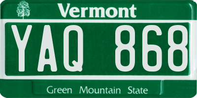 VT license plate YAQ868