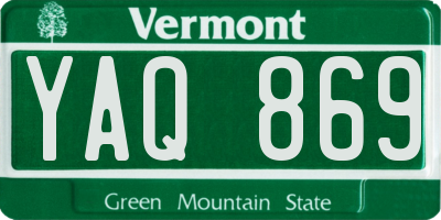 VT license plate YAQ869