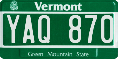 VT license plate YAQ870
