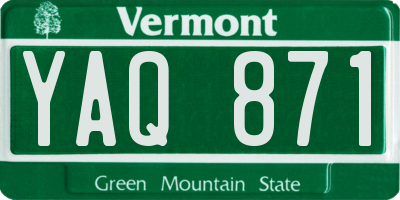 VT license plate YAQ871