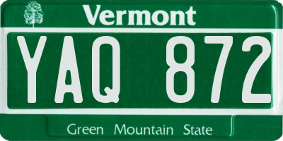 VT license plate YAQ872