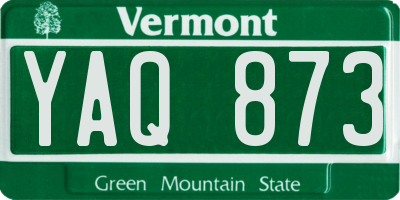 VT license plate YAQ873