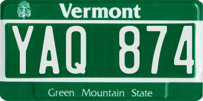 VT license plate YAQ874