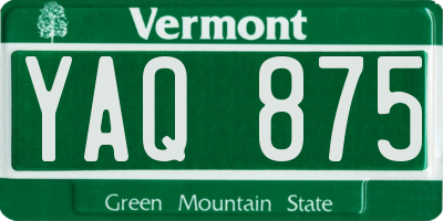 VT license plate YAQ875