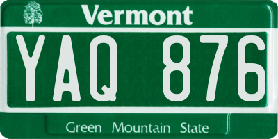 VT license plate YAQ876