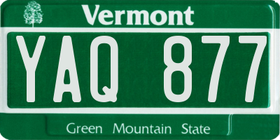 VT license plate YAQ877