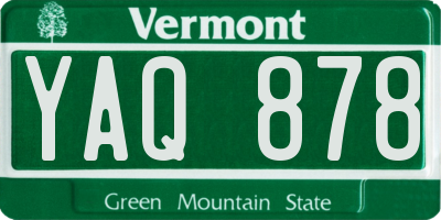 VT license plate YAQ878