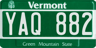 VT license plate YAQ882