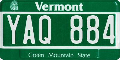 VT license plate YAQ884