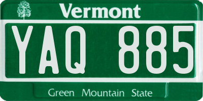 VT license plate YAQ885