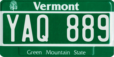 VT license plate YAQ889