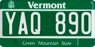 VT license plate YAQ890