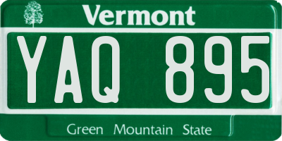 VT license plate YAQ895